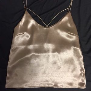 Nude silk tank top